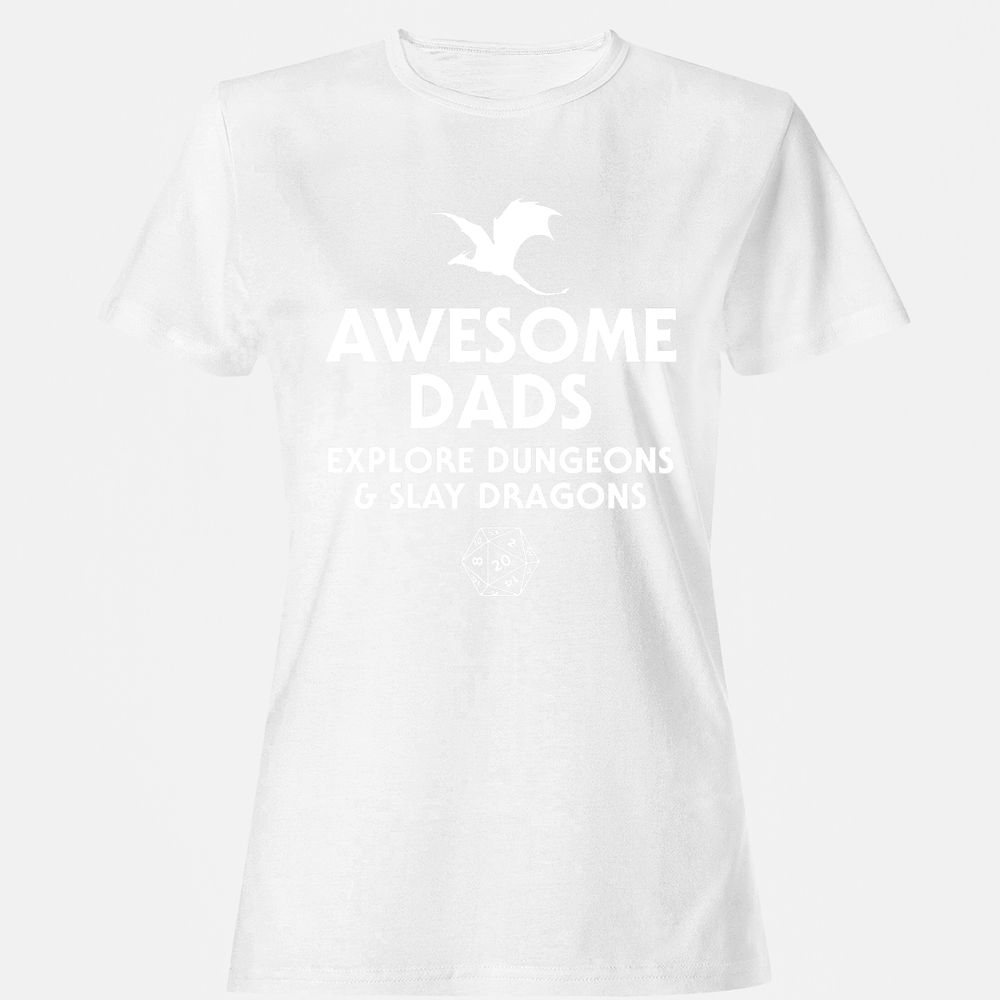 Awesome Dads Slay Dragons Women's T-Shirt - White - 16