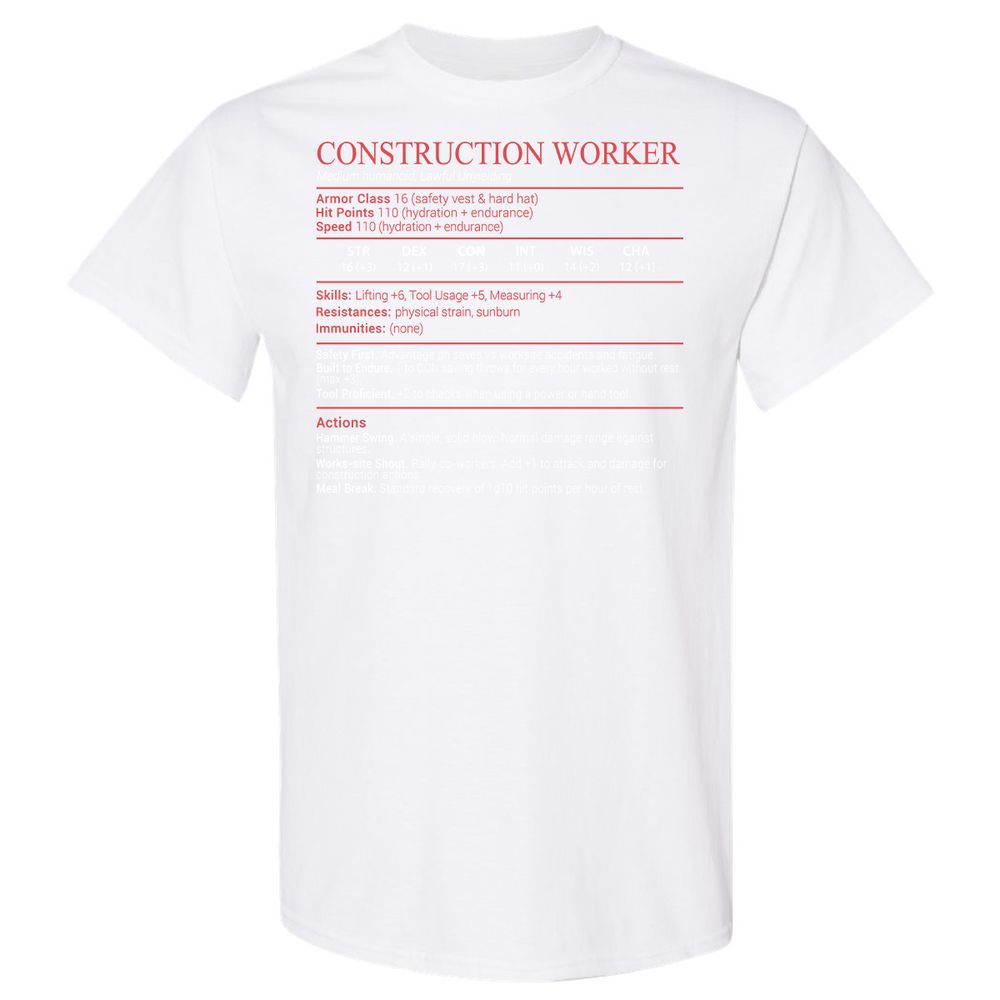 Construction Worker Stats Block - White - 16
