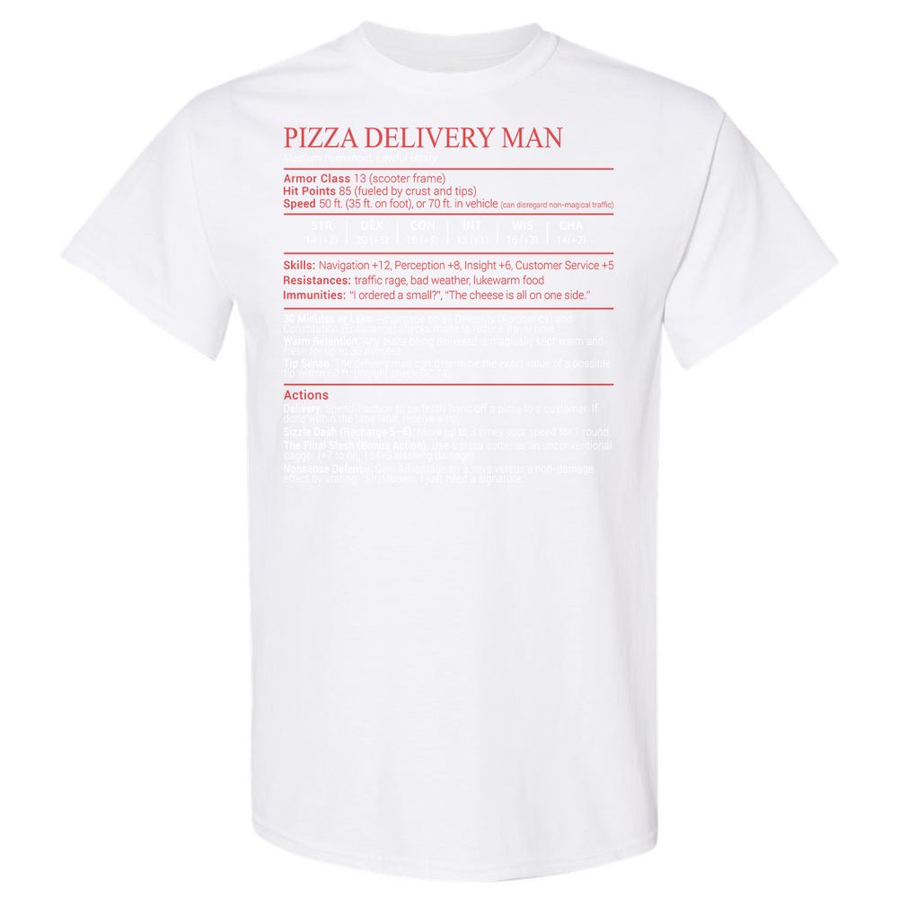 Pizza Delivery Man Stats Block - White - 16