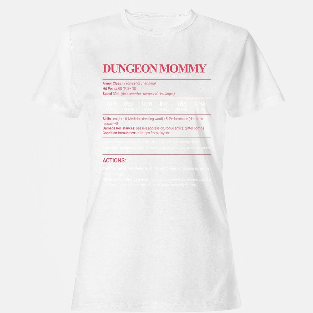 Dungeon Mommy Stats Women's T-Shirt - White - 16