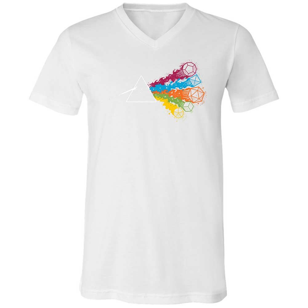Dark Side Of The Dices Unisex V-Neck T-Shirt - White - 16