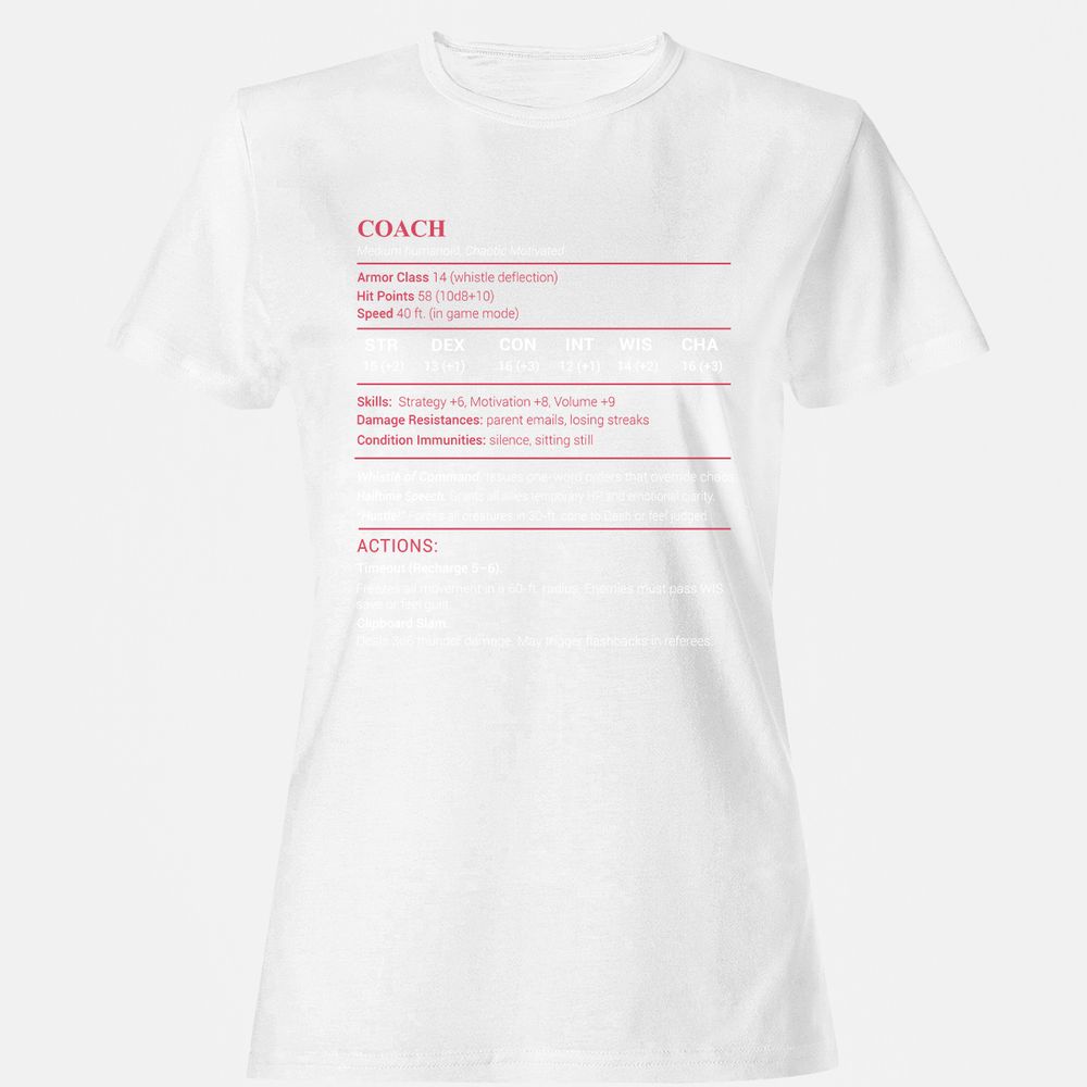 Coach Stats Women's T-Shirt - White - 16