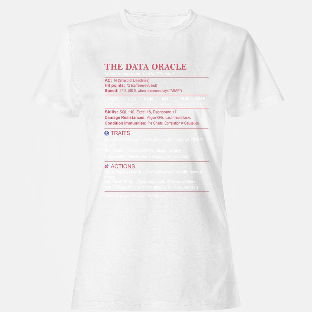 Data Analyst Stats (The Data Oracle) Women's T-Shirt - White - 16