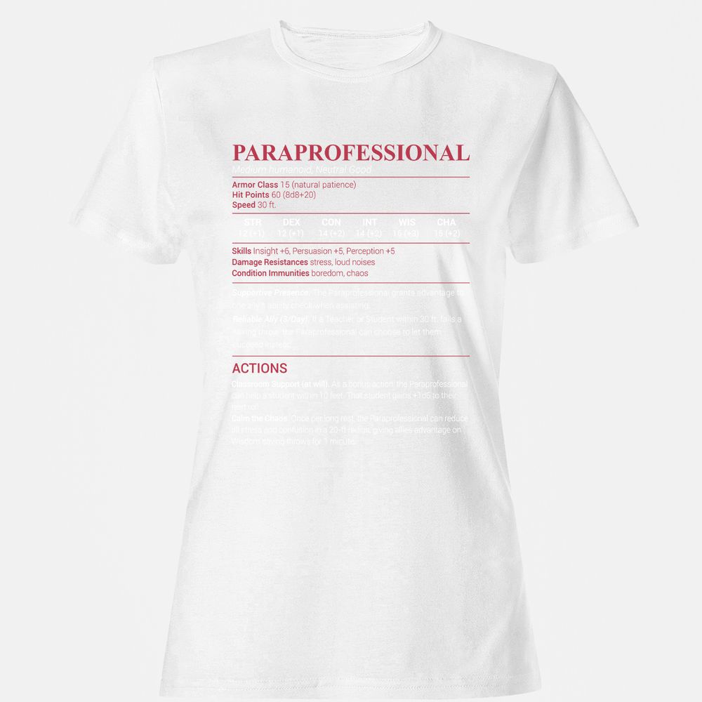 Paraprofessional Women's T-Shirt - White - 16