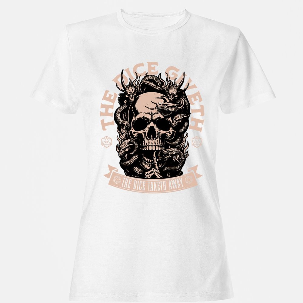 The Dice Giveth The Dice Taketh Away Women's T-Shirt - White - 16