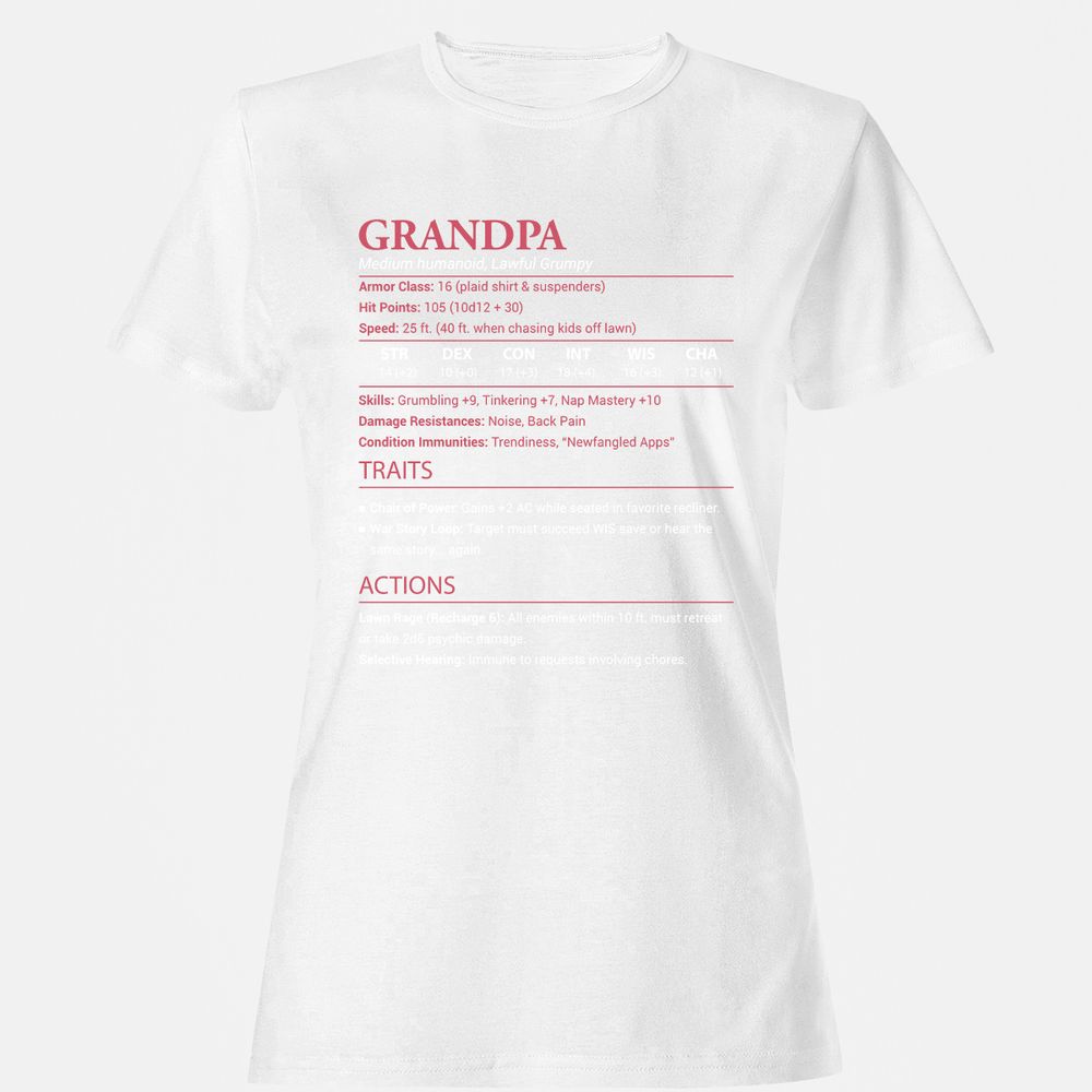 Grandpa Stats Women's T-Shirt - White - 16
