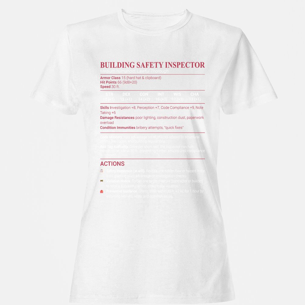 Building Safety Inspector Women's T-Shirt - White - 16