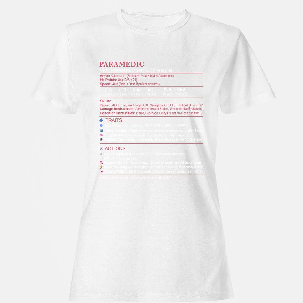 Paramedic Stats Women's T-Shirt - White - 16