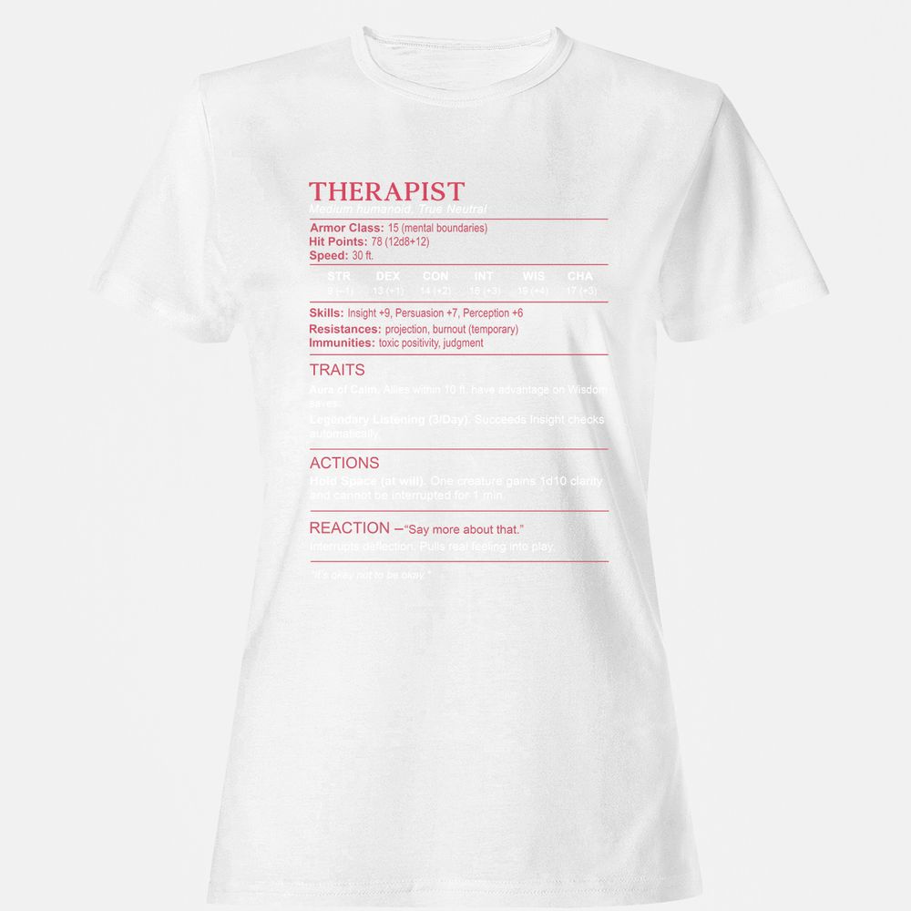 Therapist Stats Women's T-Shirt - White - 16