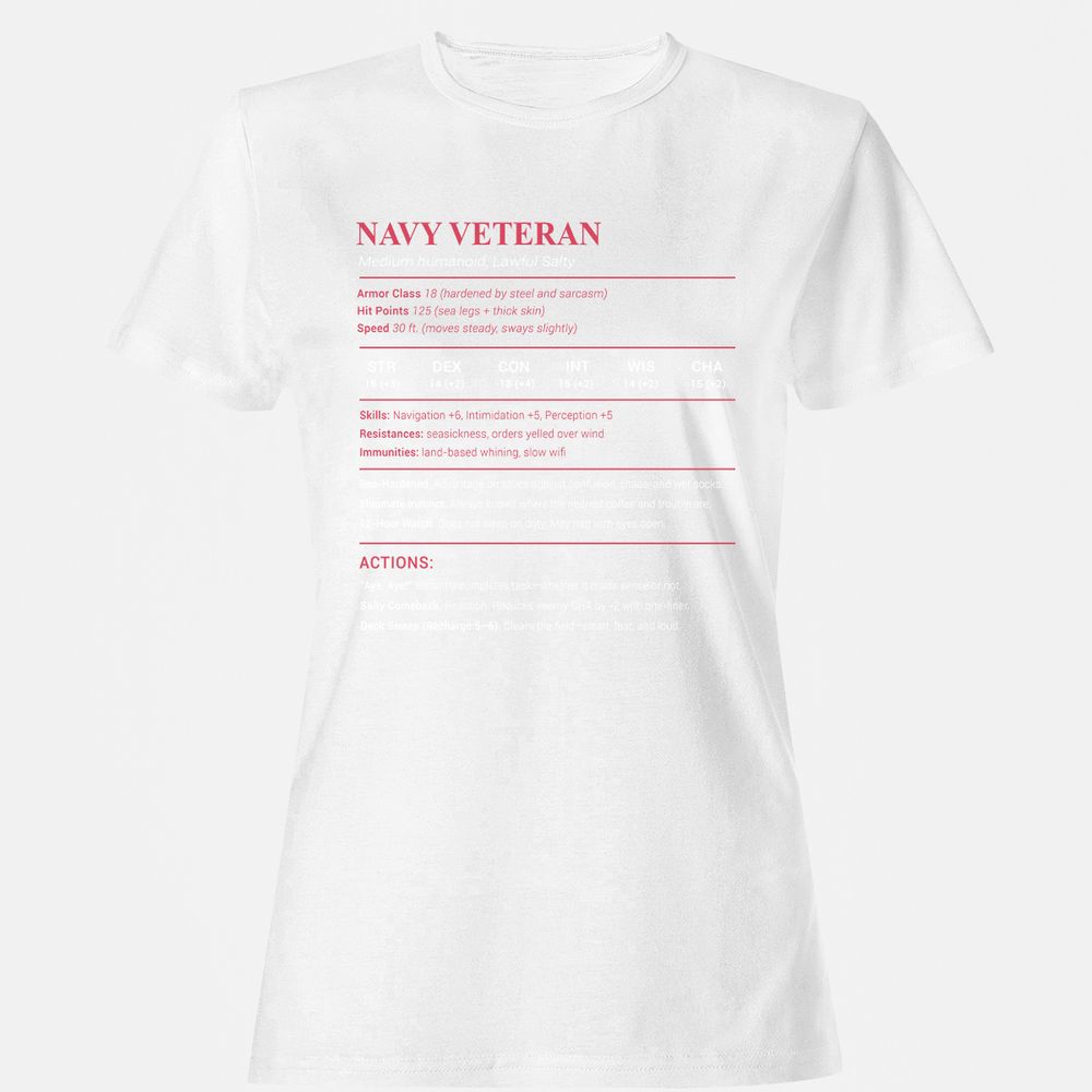 Navy Veteran Women's T-Shirt - White - 16