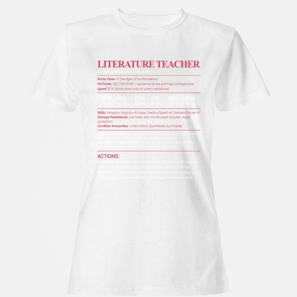 Literature Teacher Women's T-Shirt - White - 16