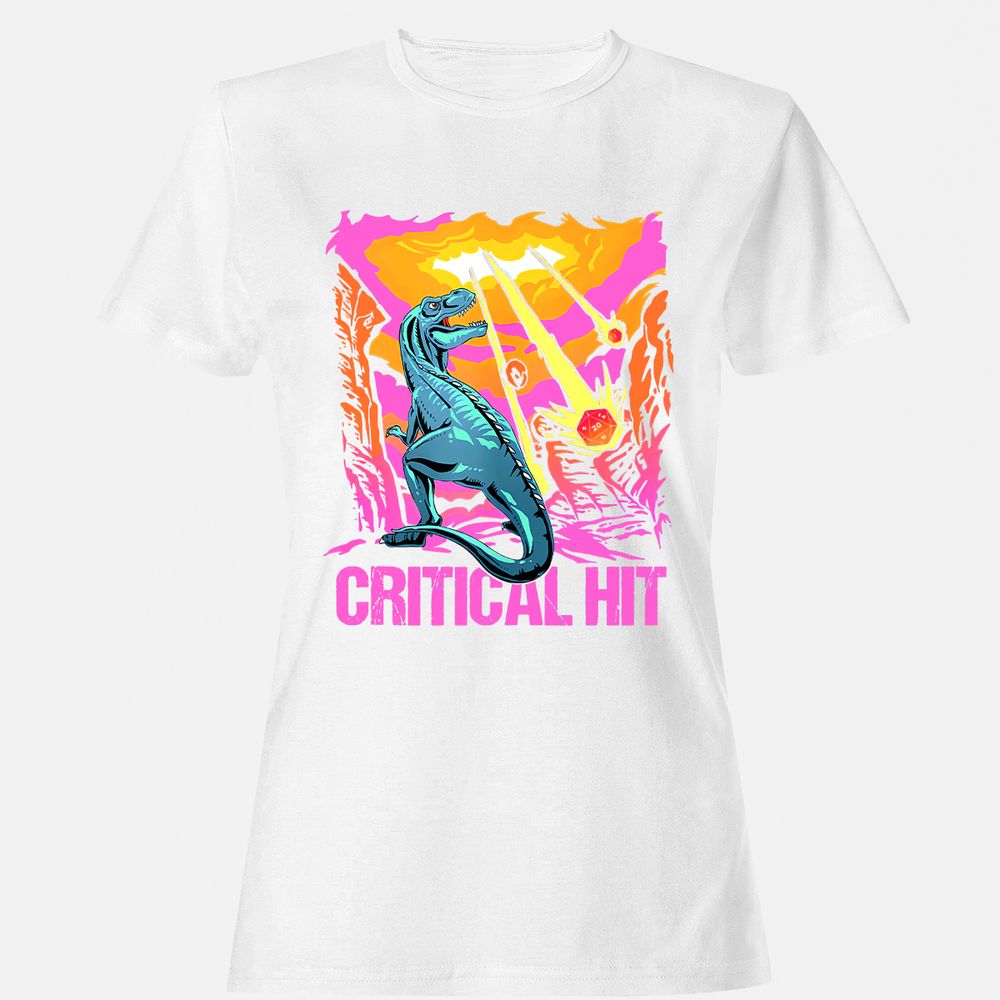 Dinosaur Critical Hit Women's T-Shirt - White - 16