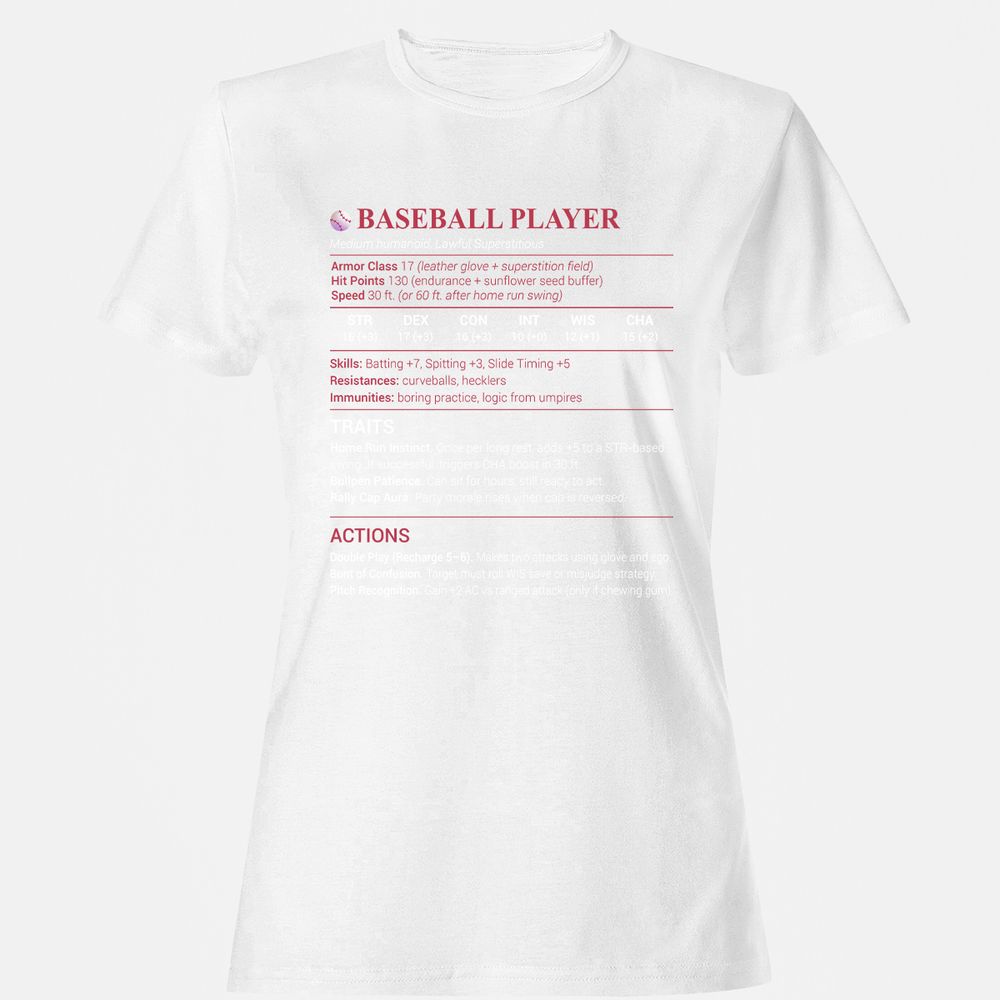 Baseball Player Women's T-Shirt - White - 16