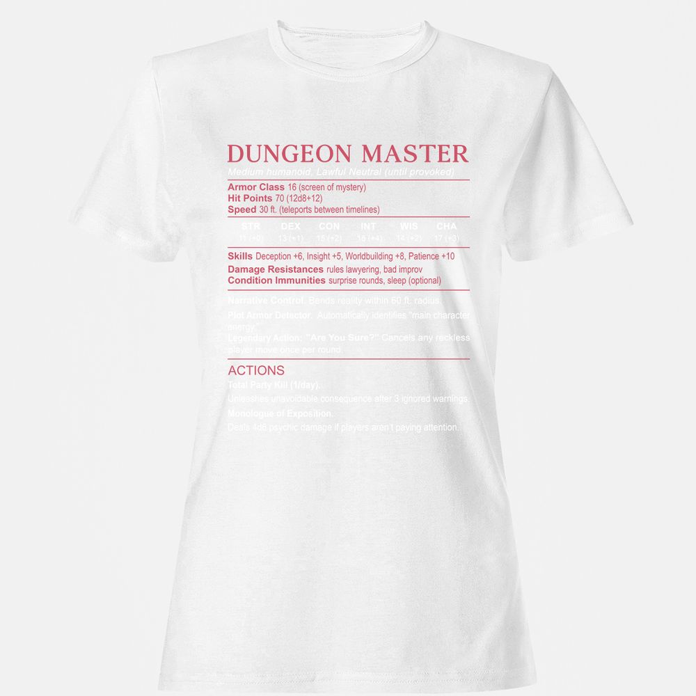 Dungeon Master Stats Women's T-Shirt - White - 16