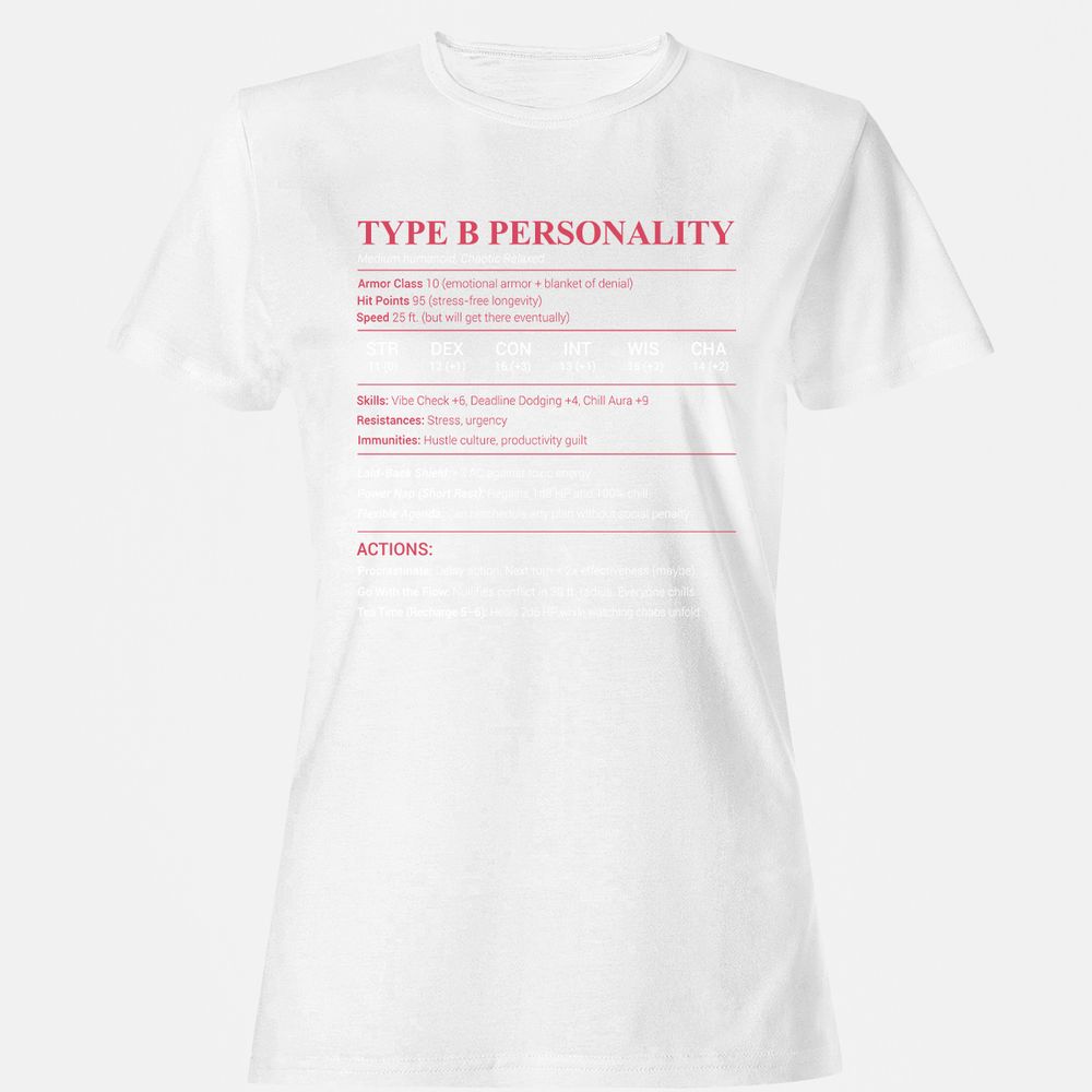 Type B Stats Women's T-Shirt - White - 16