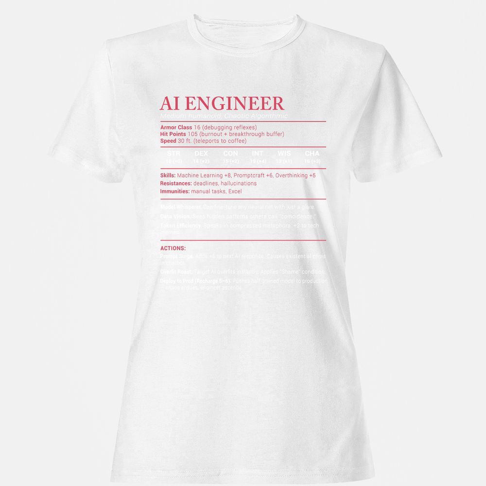 AI Engineer Stats Women's T-Shirt - White - 16