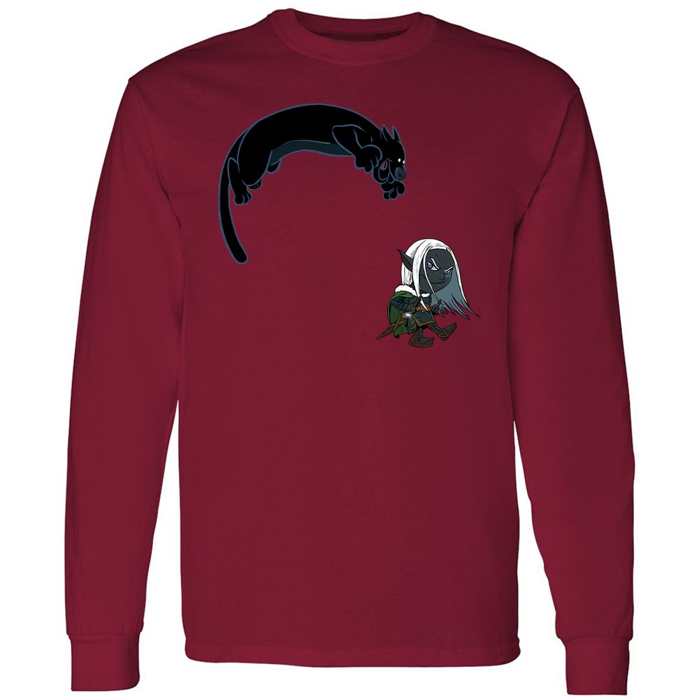 Drizzt and Guenhwyvar Long Sleeve T-Shirt - Cardinal Red - 17