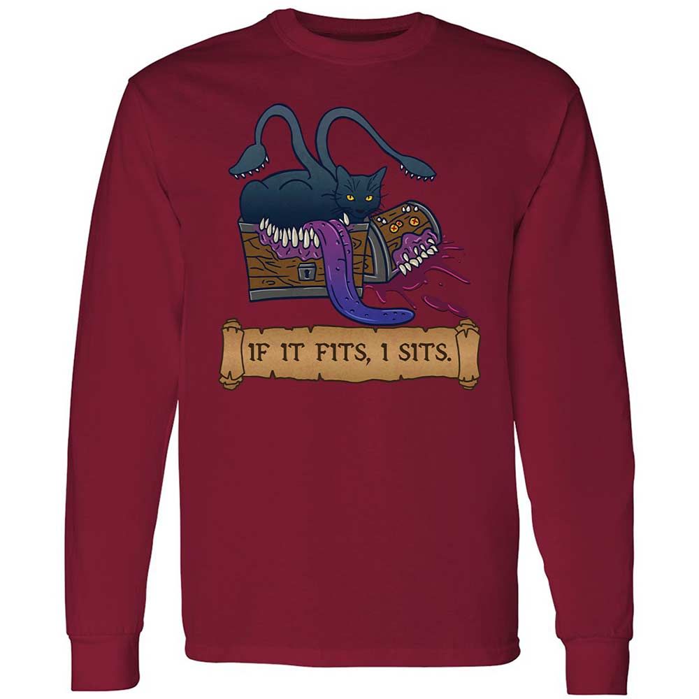 If It Fits I Sits Long Sleeve T-Shirt - Cardinal Red - 17