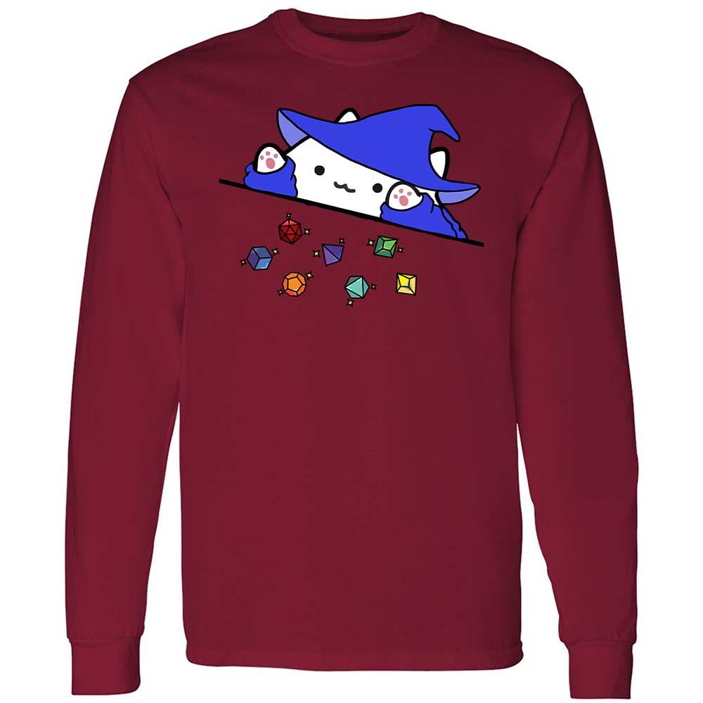 Cat Throws Dices Long Sleeve T-Shirt - Cardinal Red - 17