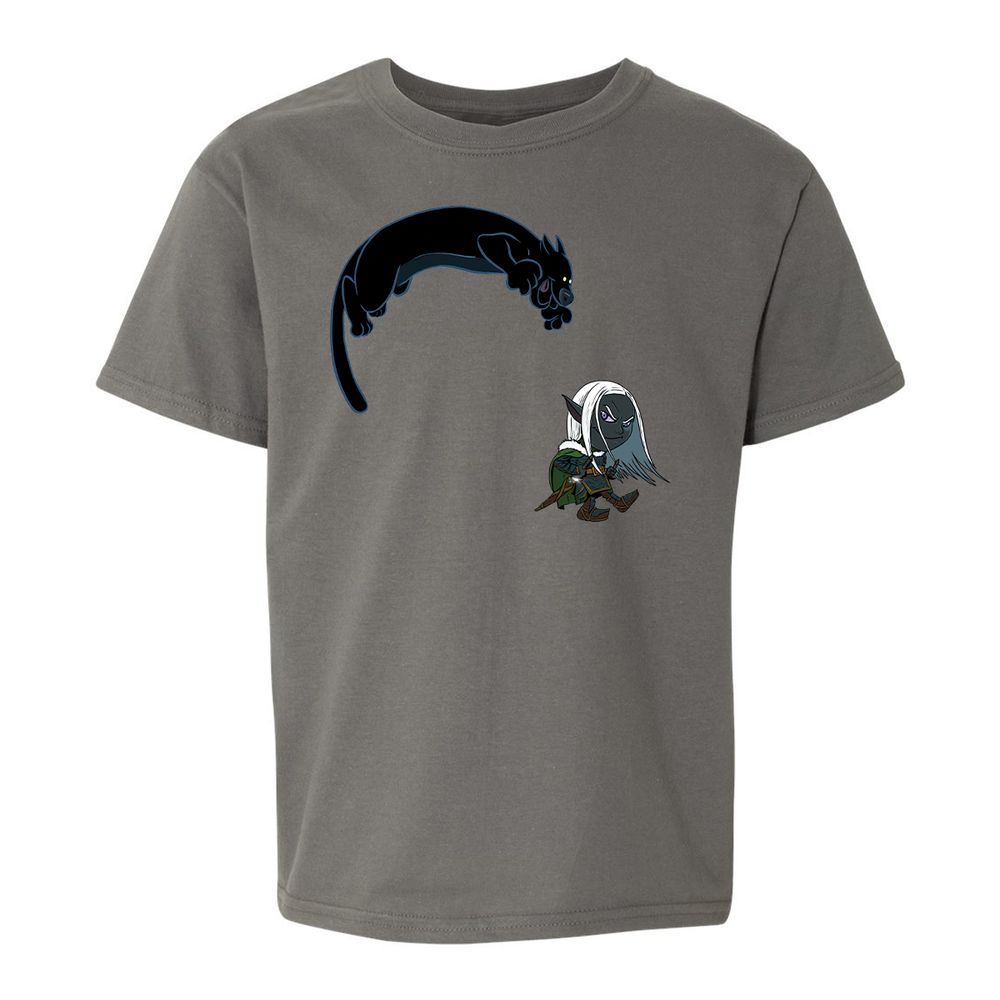 Drizzt and Guenhwyvar Kids T-Shirt - Charcoal - 17