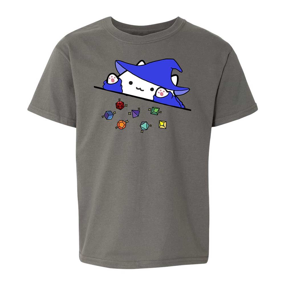 Cat Throws Dices Kids T-Shirt - Charcoal - 17