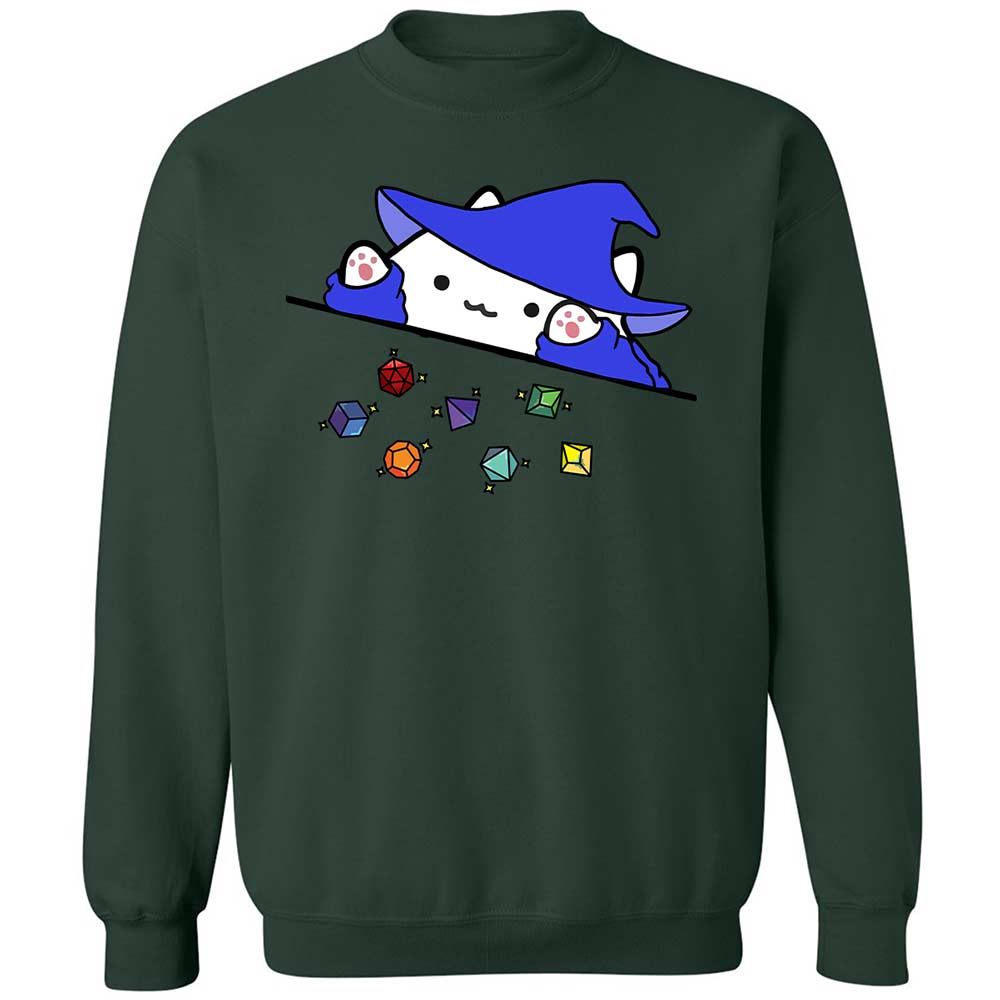 Cat Throws Dices Classic Unisex Sweatshirt - Forest Green - 17