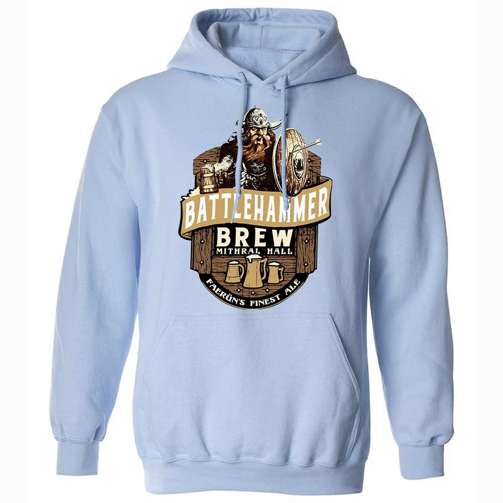 Battlehammer Brew Classic Unisex Hoodie - Light Blue - 17