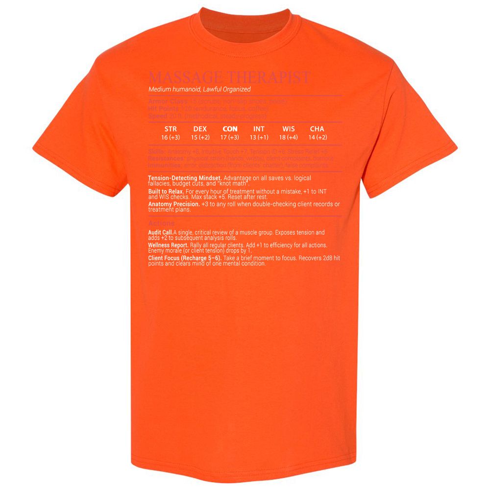 Massage Therapist Stats Block - Orange - 17