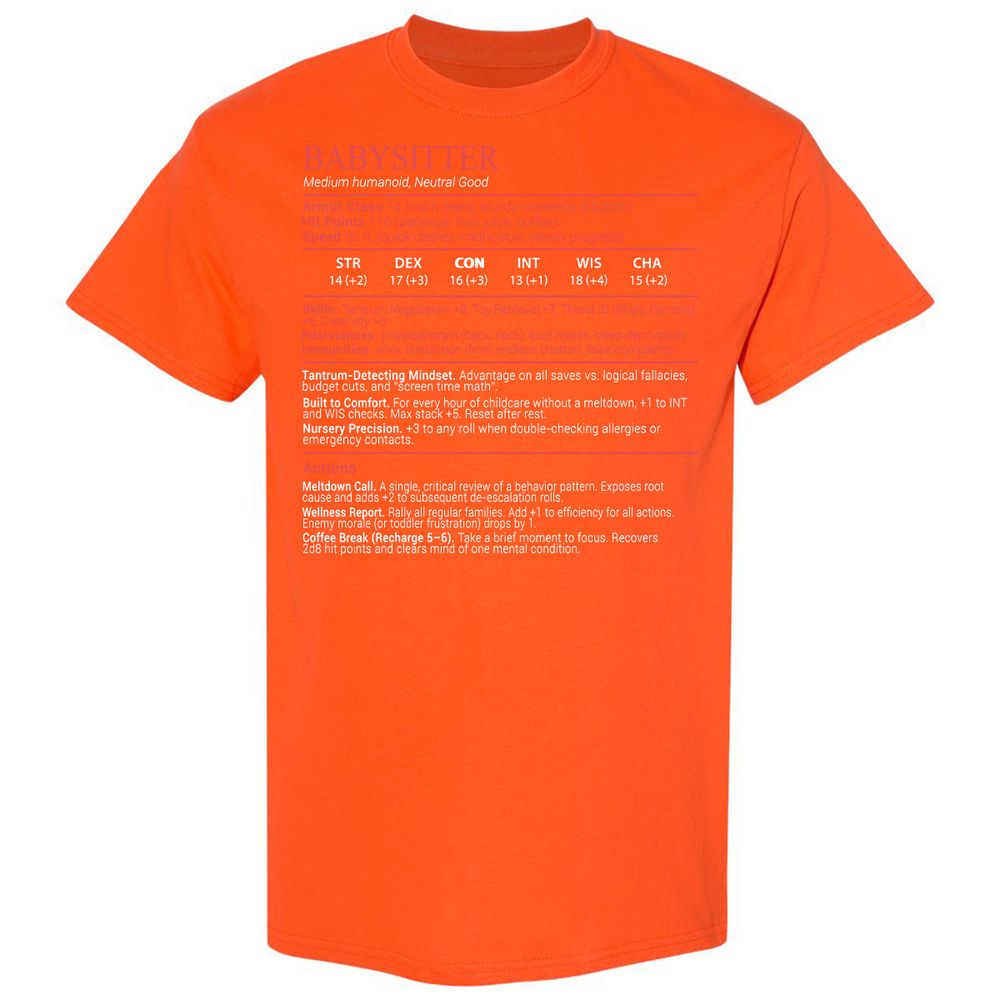 Baby Sitter Stats Block - Orange - 17