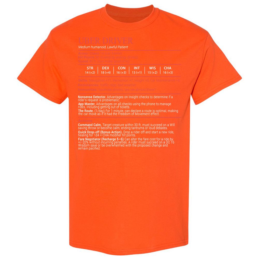 Uber Driver Stats Block Classic Unisex T-Shirt - Orange - 17