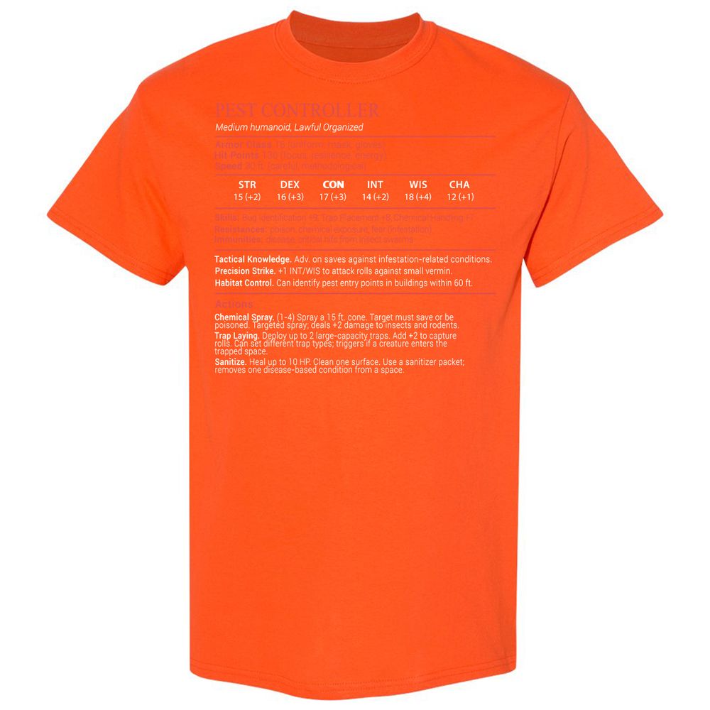 Pest Controller Stats Block - Orange - 17