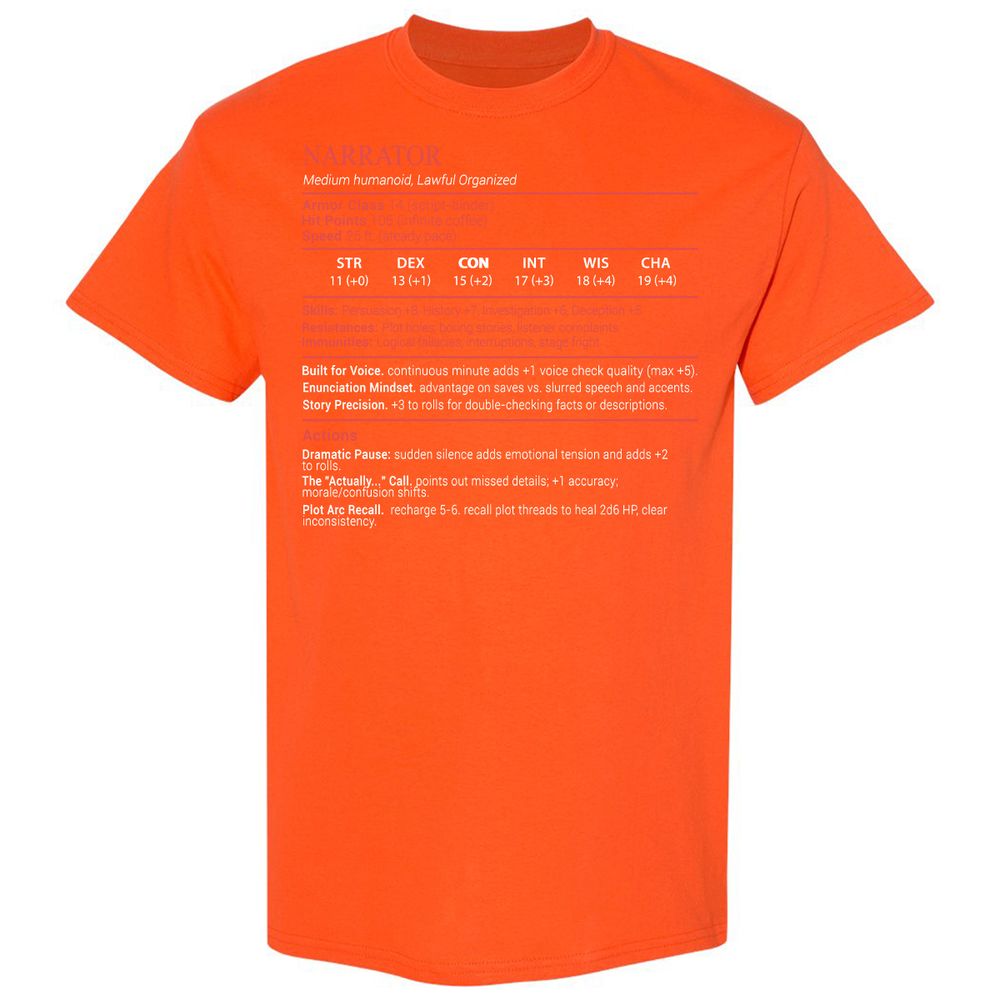 Narrator Stats Block - Orange - 17