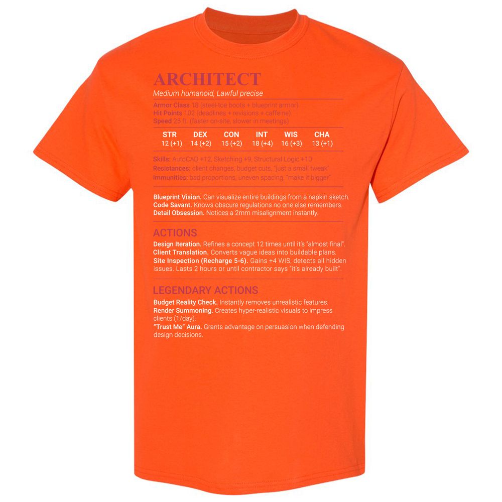 Architect Stats Classic Unisex T-Shirt - Orange - 17