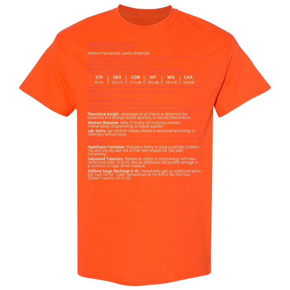 Physicist Stats Block - Orange - 17