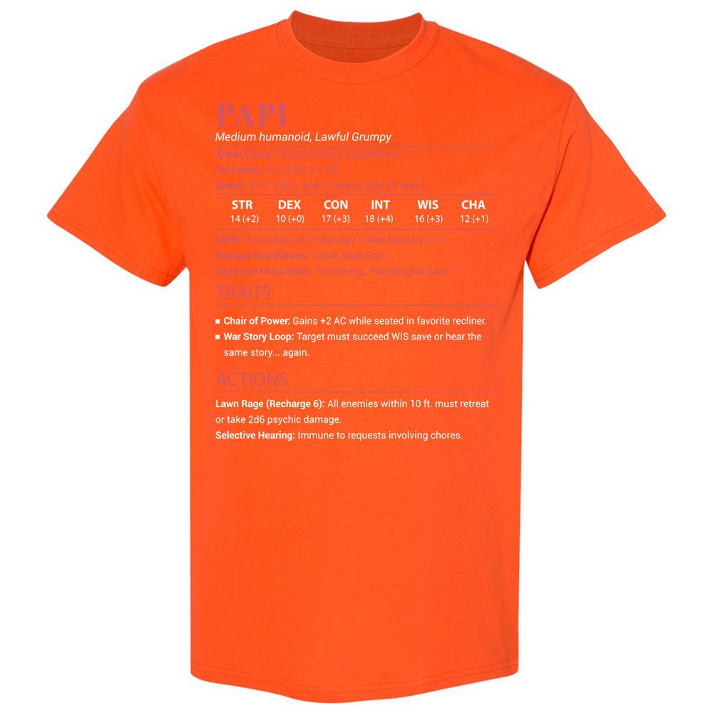Papi Stats Classic Unisex T-Shirt - Orange - 17