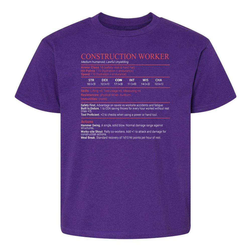Construction Worker Stats Block - Purple - 17