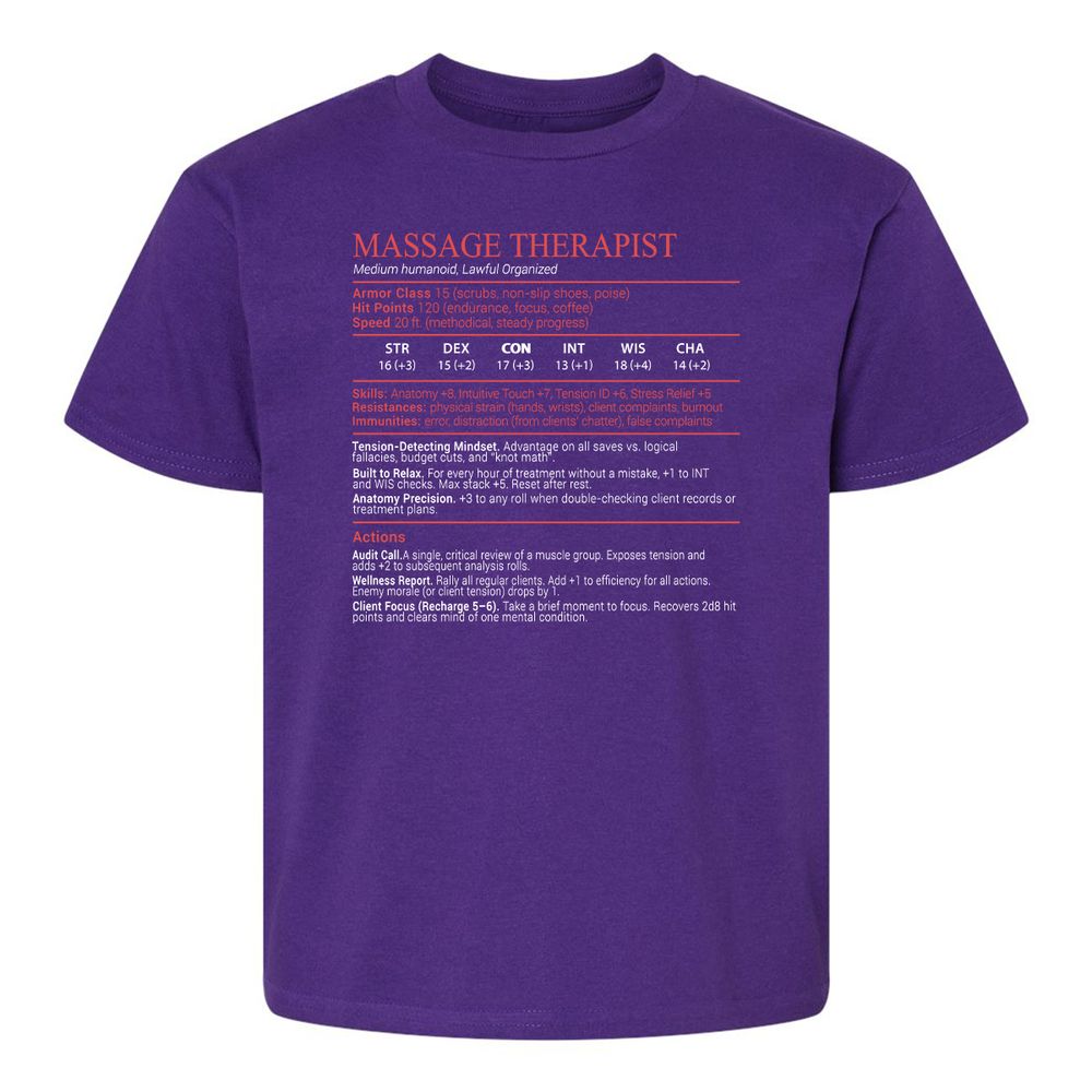 Massage Therapist Stats Block - Purple - 17