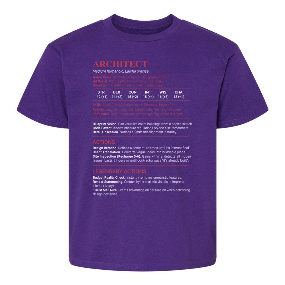 Architect Stats Kids T-Shirt - Purple - 17