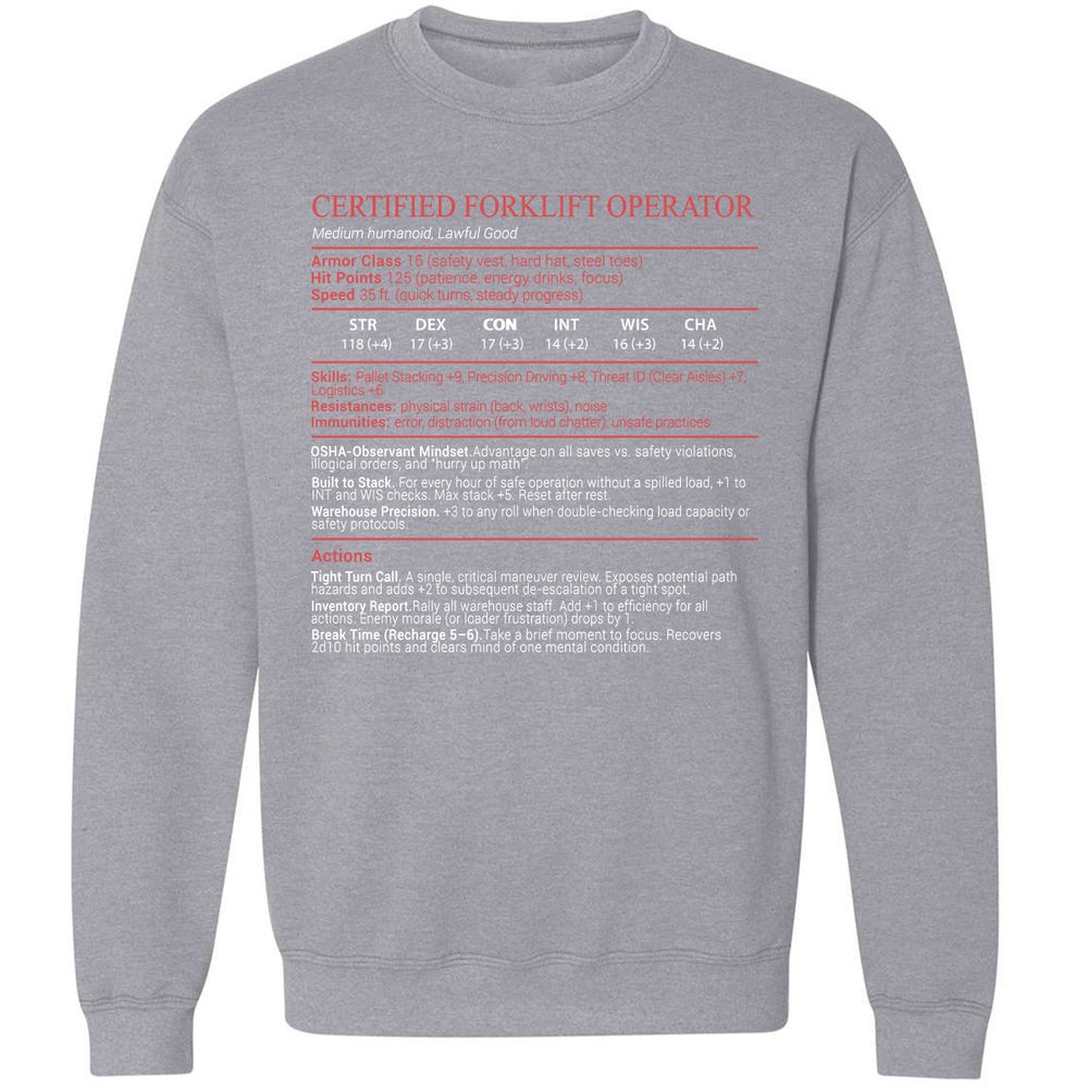 Certified Forklift Operator Stats Block - Sport Grey - 17