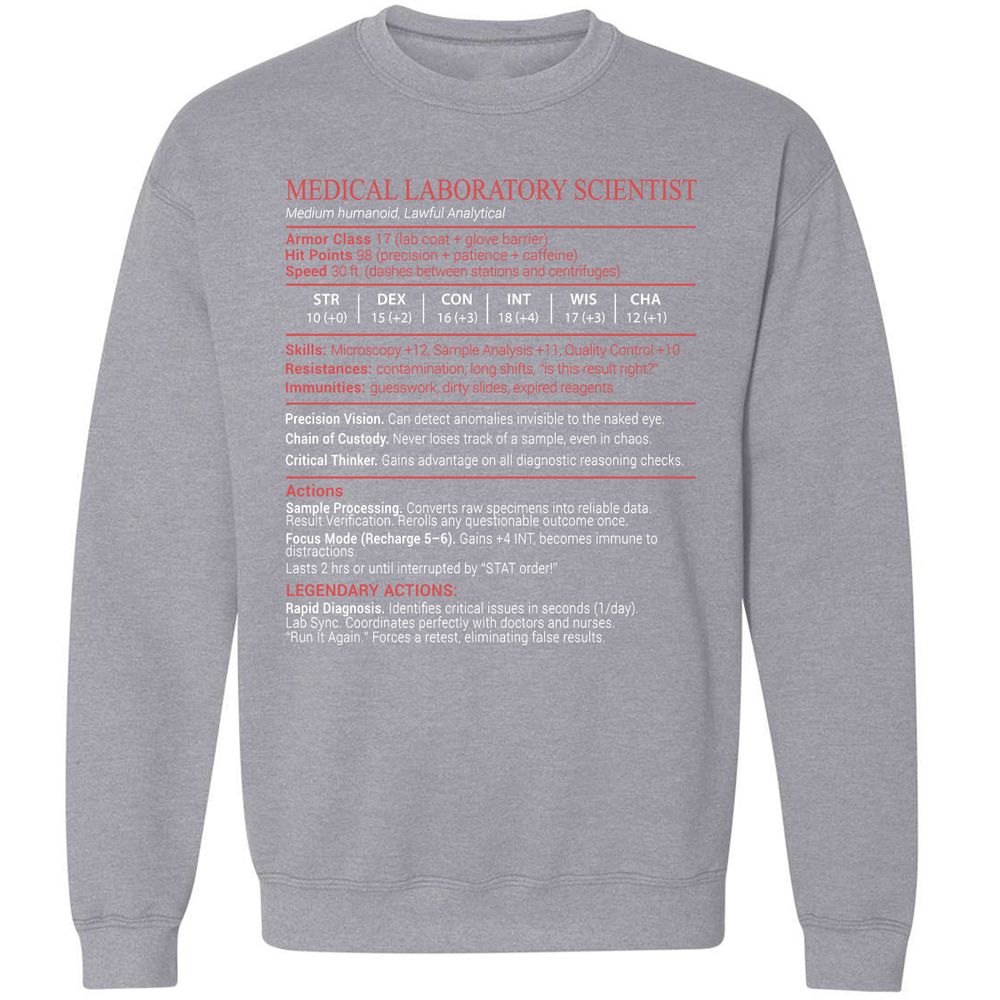 Medical Laboratory Scientist Stats Block - Sport Grey - 17