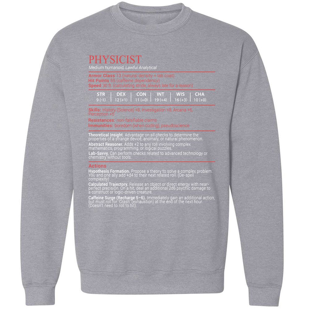 Physicist Stats Block - Sport Grey - 17