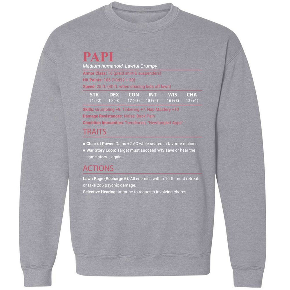 Papi Stats Classic Unisex Sweatshirt - Sport Grey - 17