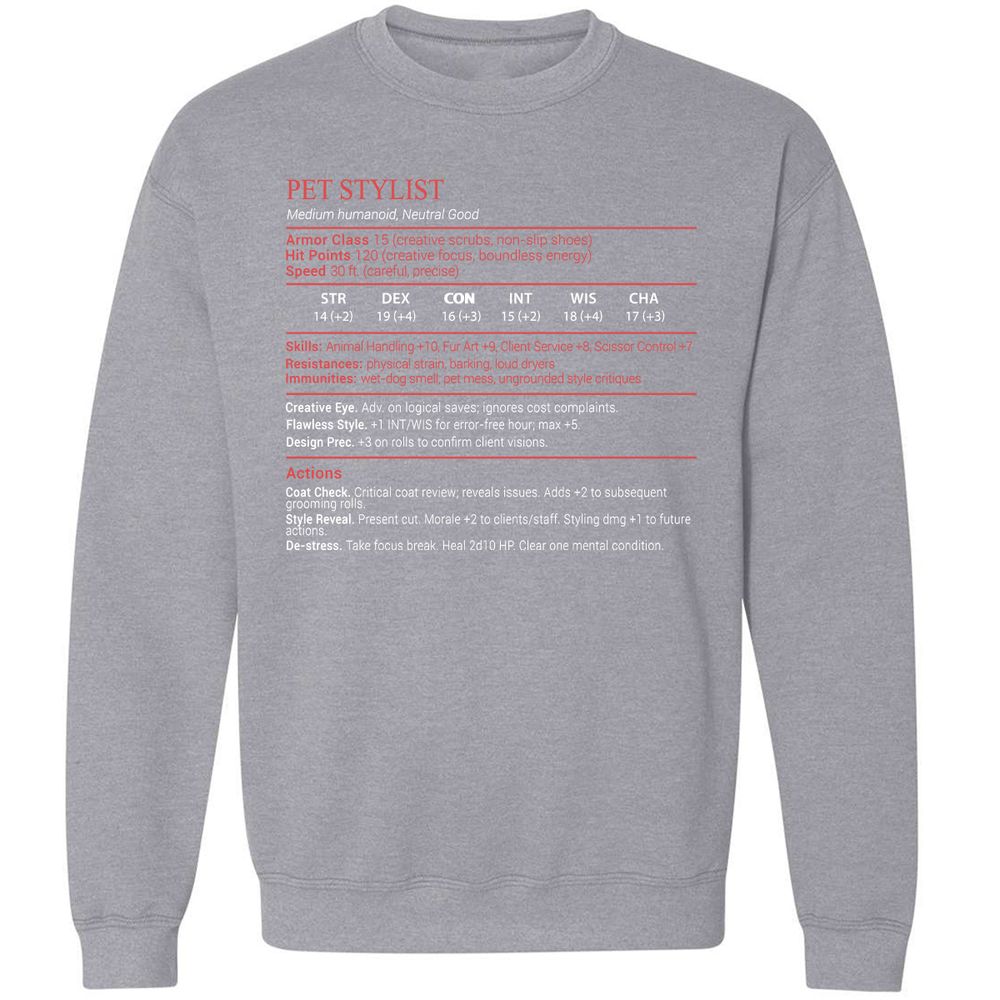 Pet Stylist Stats Block - Sport Grey - 17