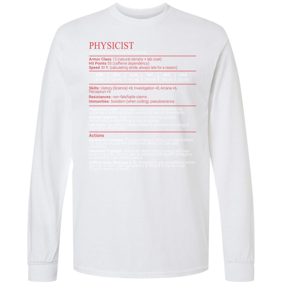 Physicist Stats Block - White - 17