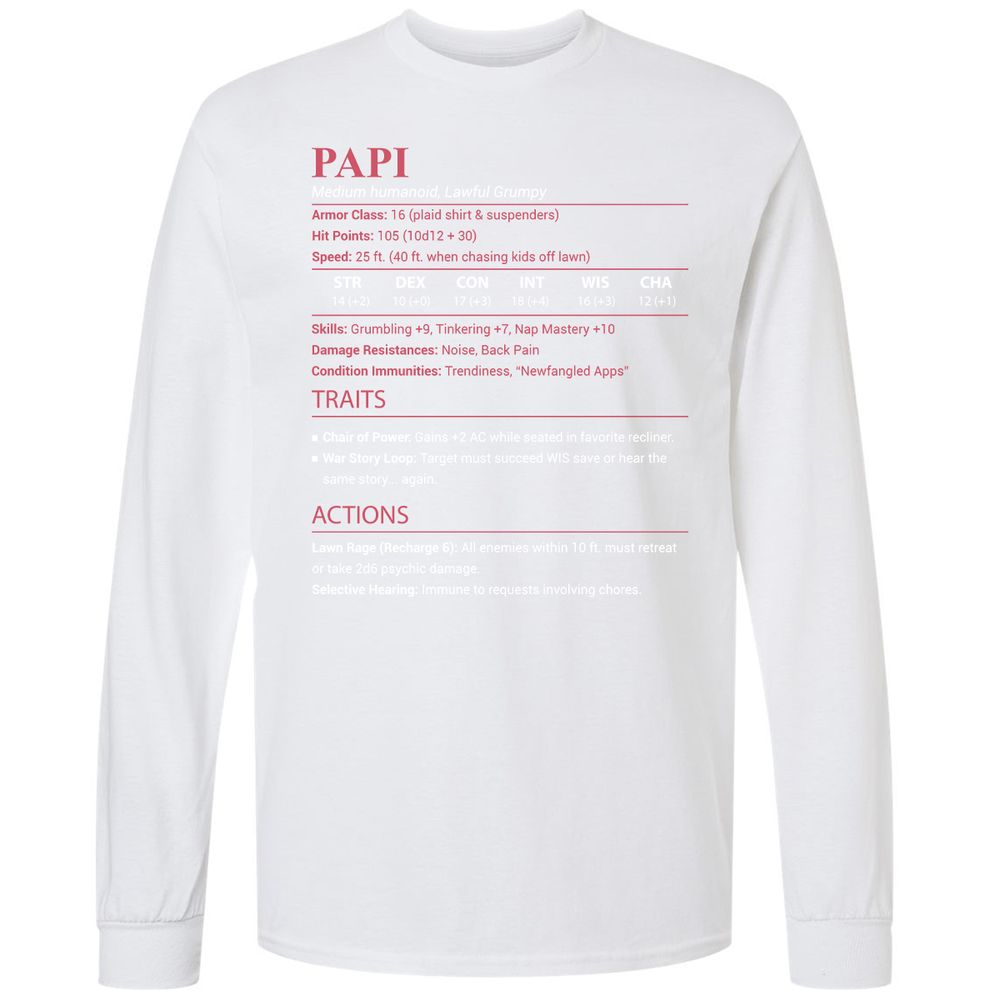 Papi Stats Long Sleeve T-Shirt - White - 17