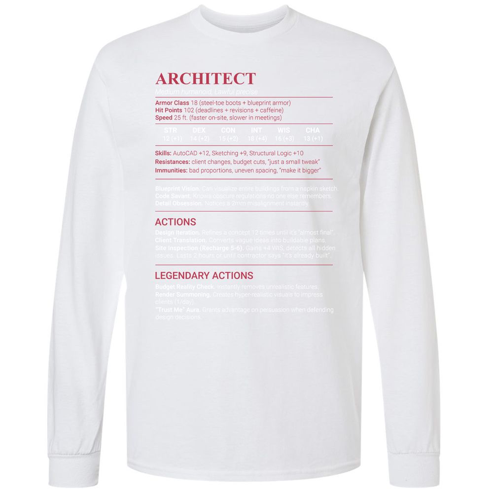Architect Stats Long Sleeve T-Shirt - White - 17