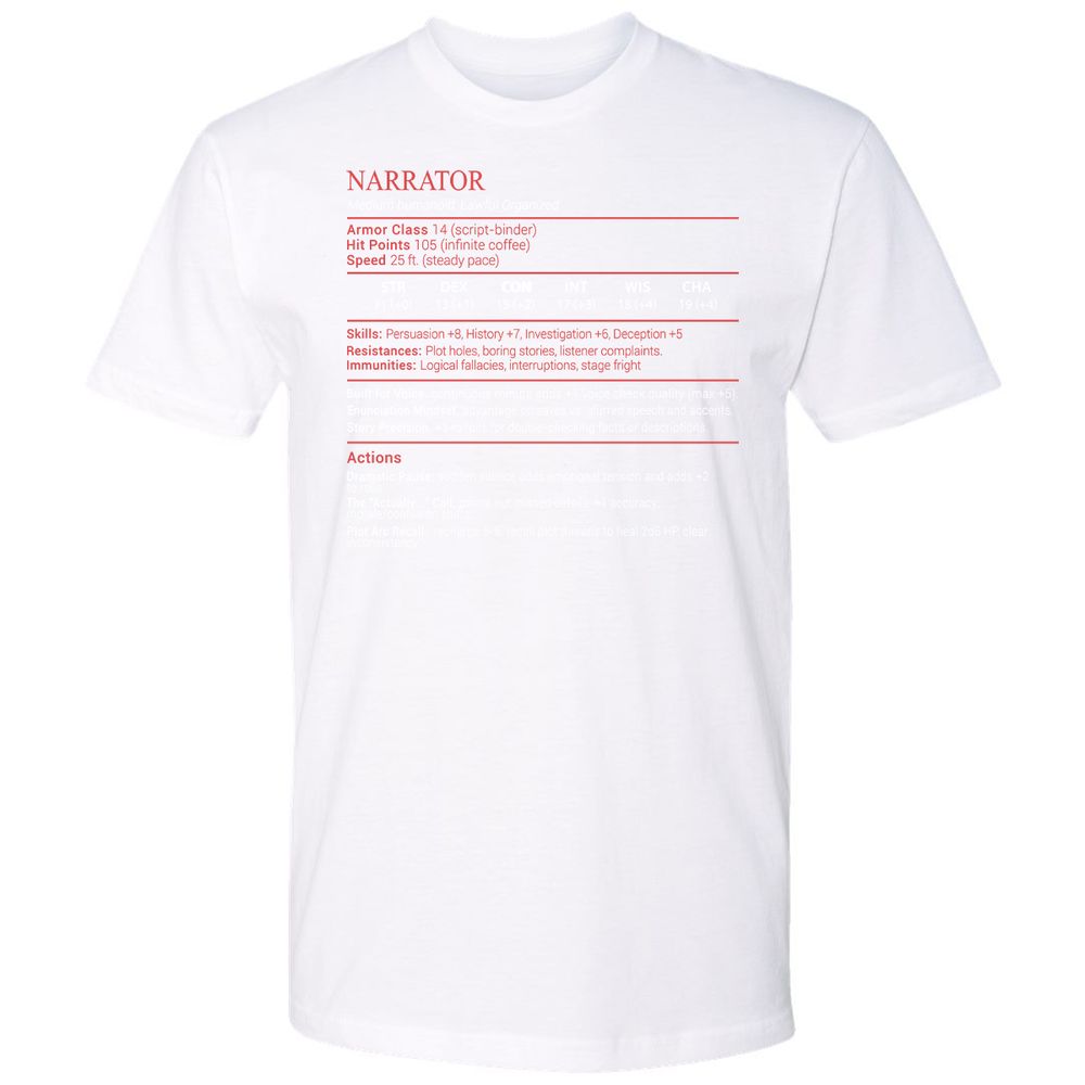 Narrator Stats Block - White - 17