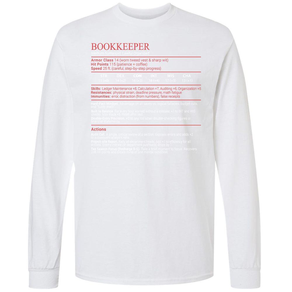 Bookkeepper Stats Block - White - 17