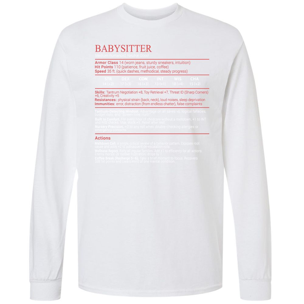 Baby Sitter Stats Block - White - 17