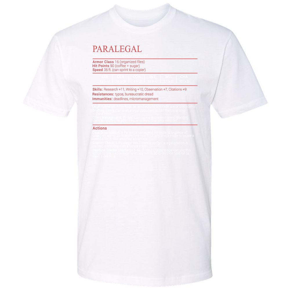 Paralegal Stats Block Premium Unisex T-Shirt - White - 17